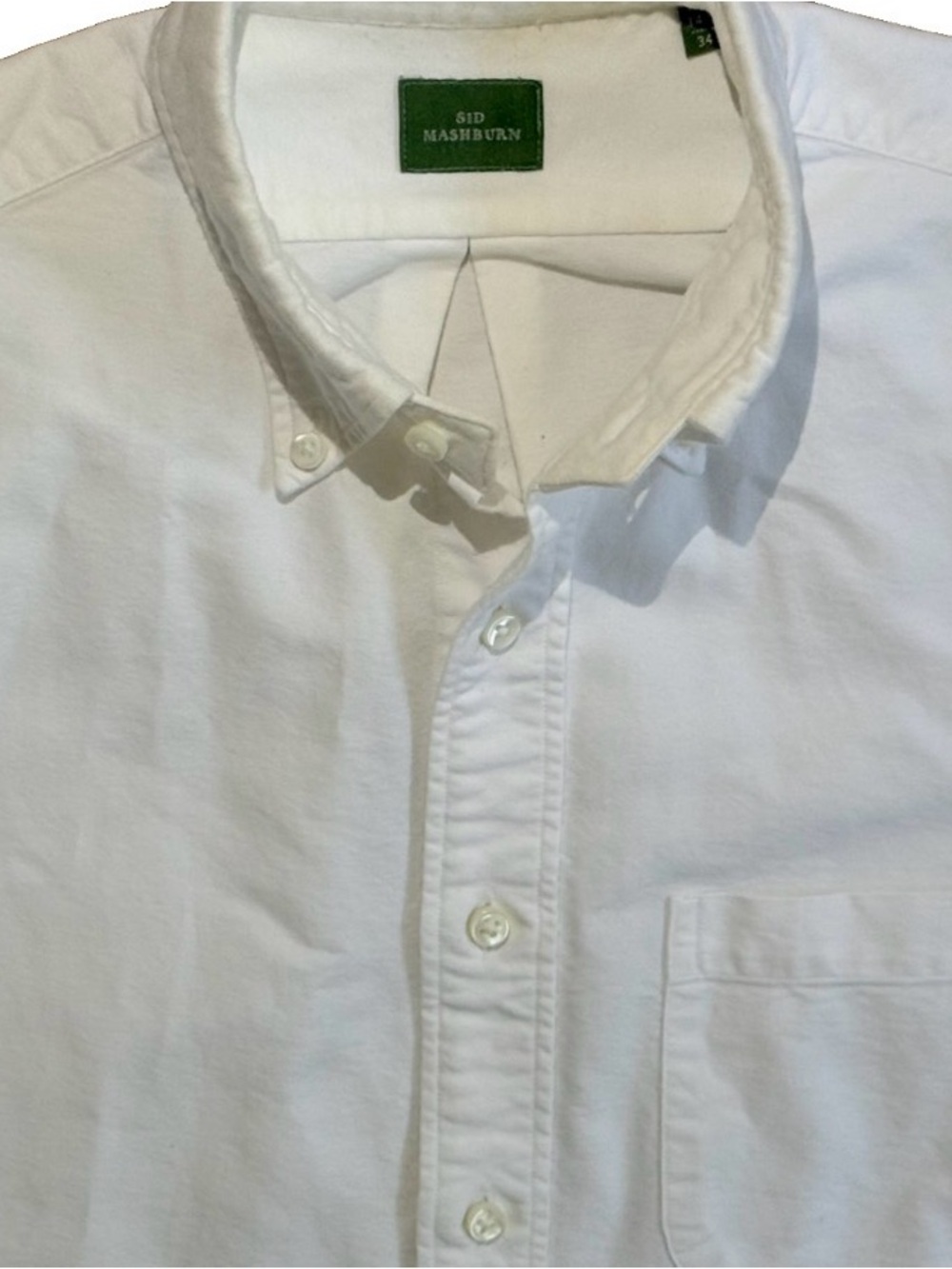 Sid Mashburn White Oxford Cloth Button Down Shirt OCBD Men's 14.5 x 34 Slim Fit